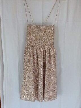 American Eagle Outfitters Beige Smocked Dress